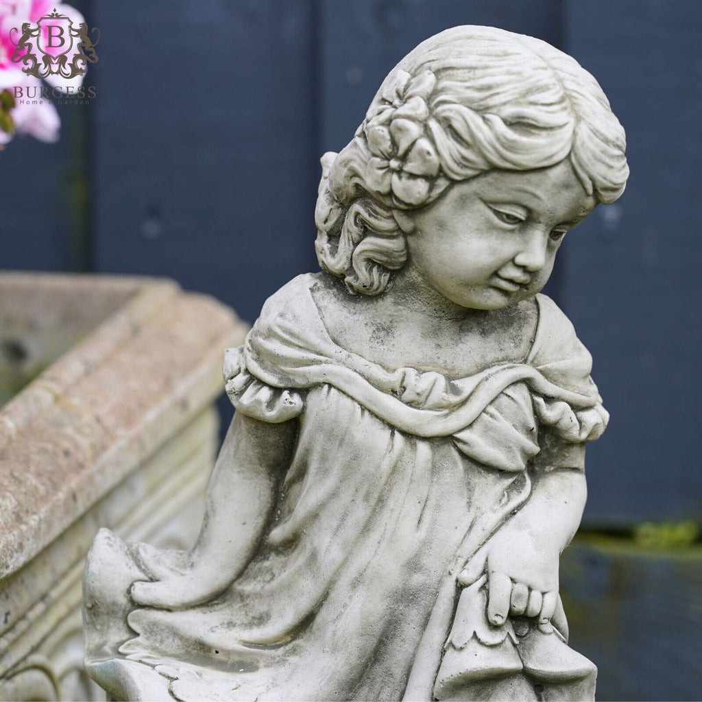 Girl with Bunny Stone Statue