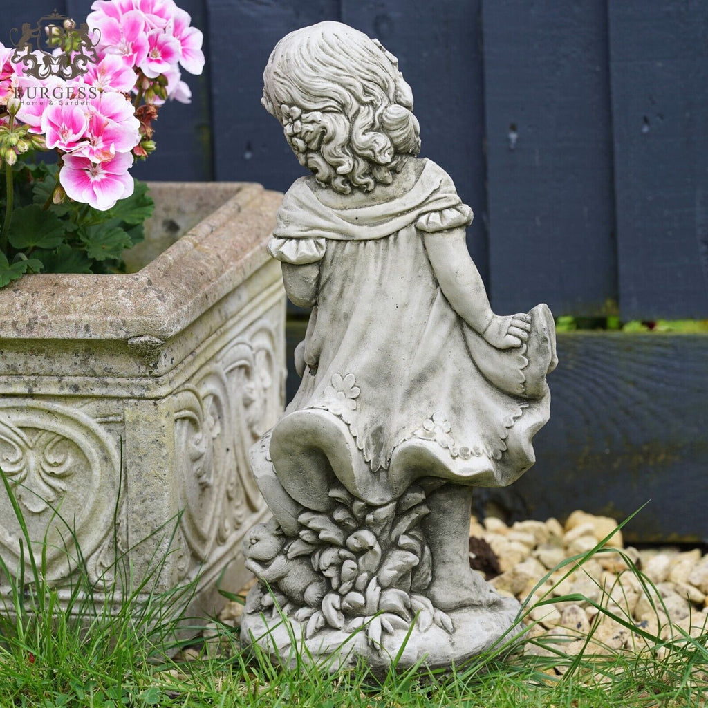 Girl with Bunny Stone Statue