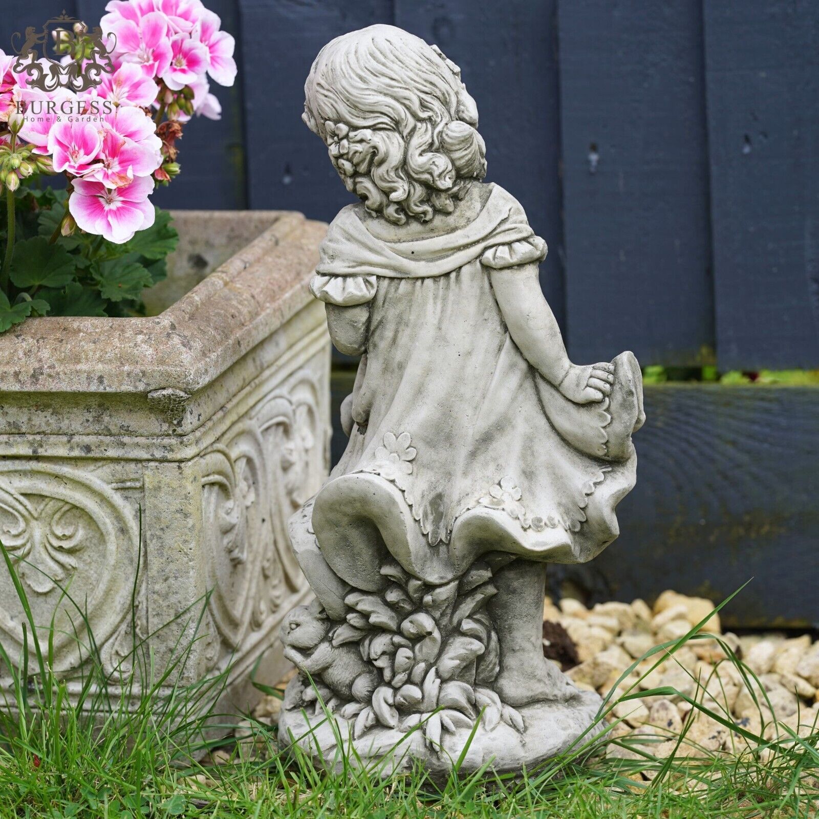Girl with Bunny Stone Statue