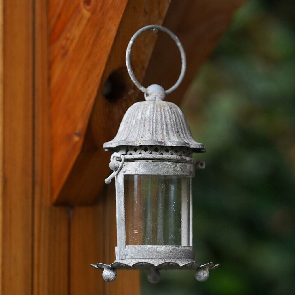 Vintage Style Glass Metal Lantern | French Country Tealight