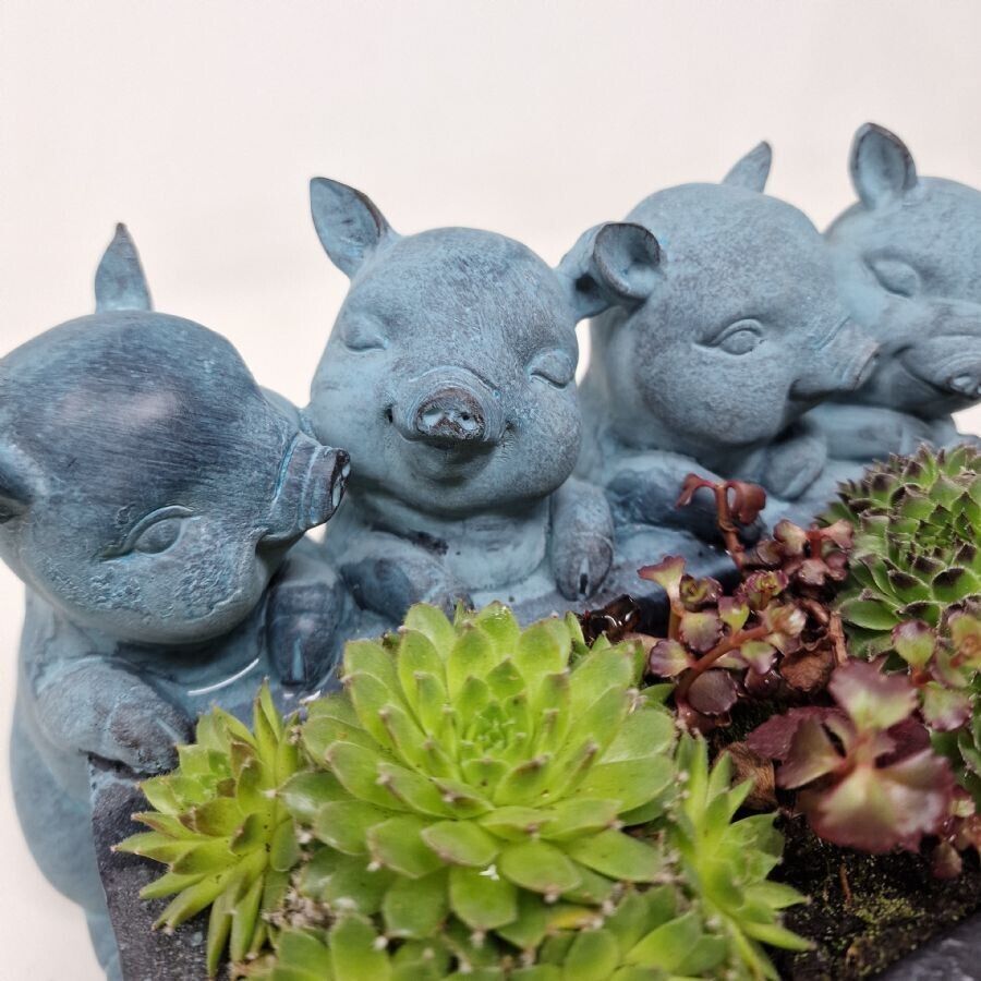 Pigs with Trough Planter Garden Ornament