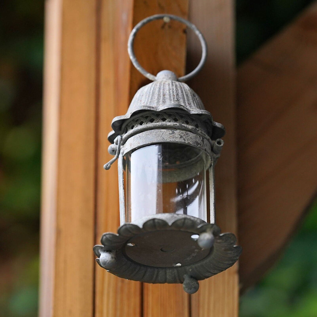 Vintage Style Glass Metal Lantern | French Country Tealight