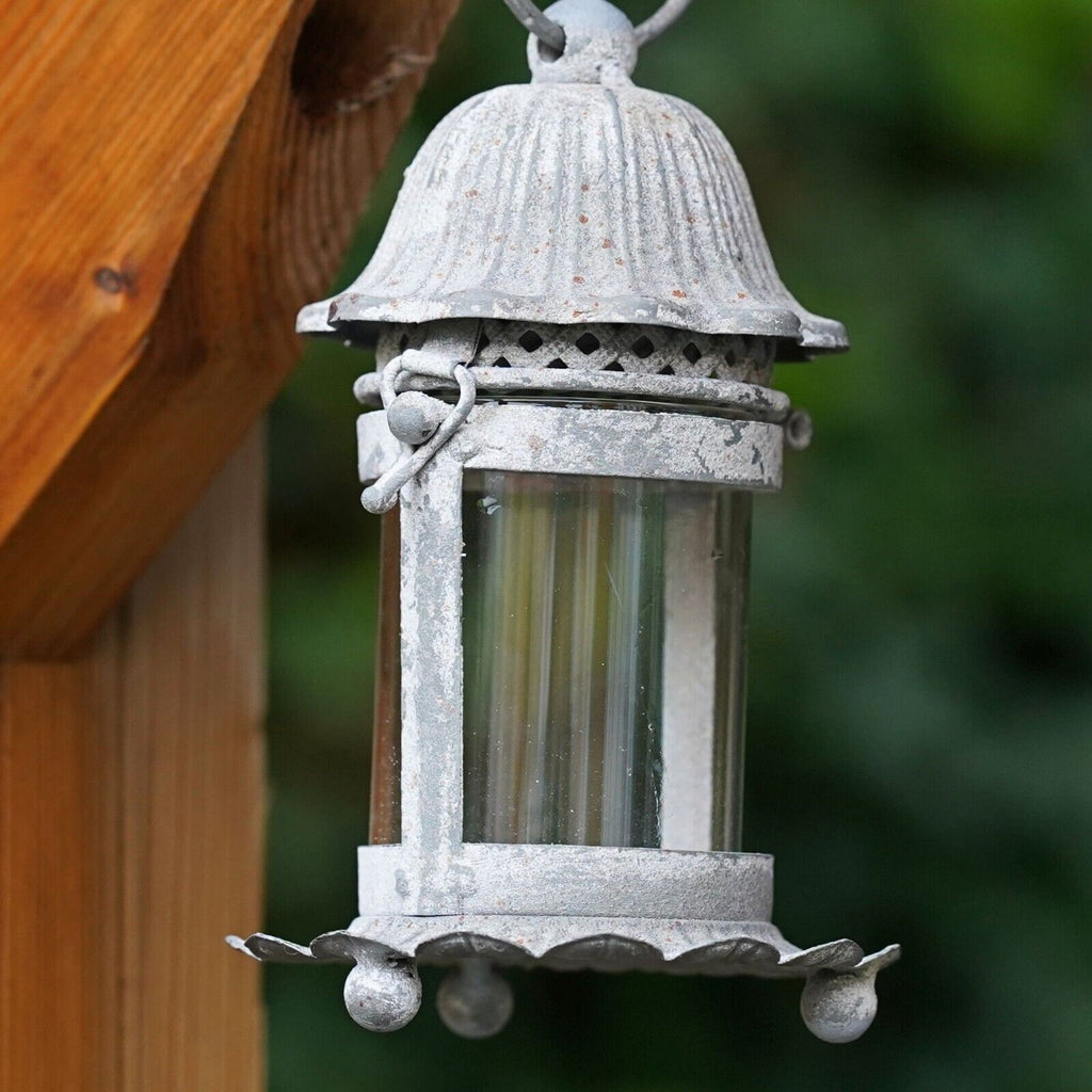 Vintage Style Glass Metal Lantern | French Country Tealight