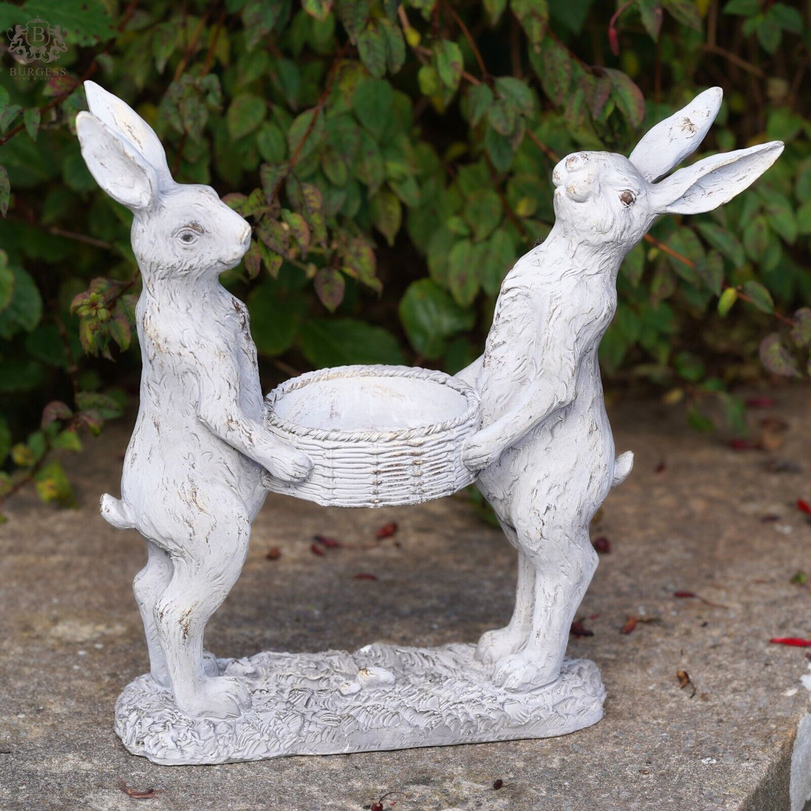 Large Hare with Basket Garden Ornament Bird Feeder