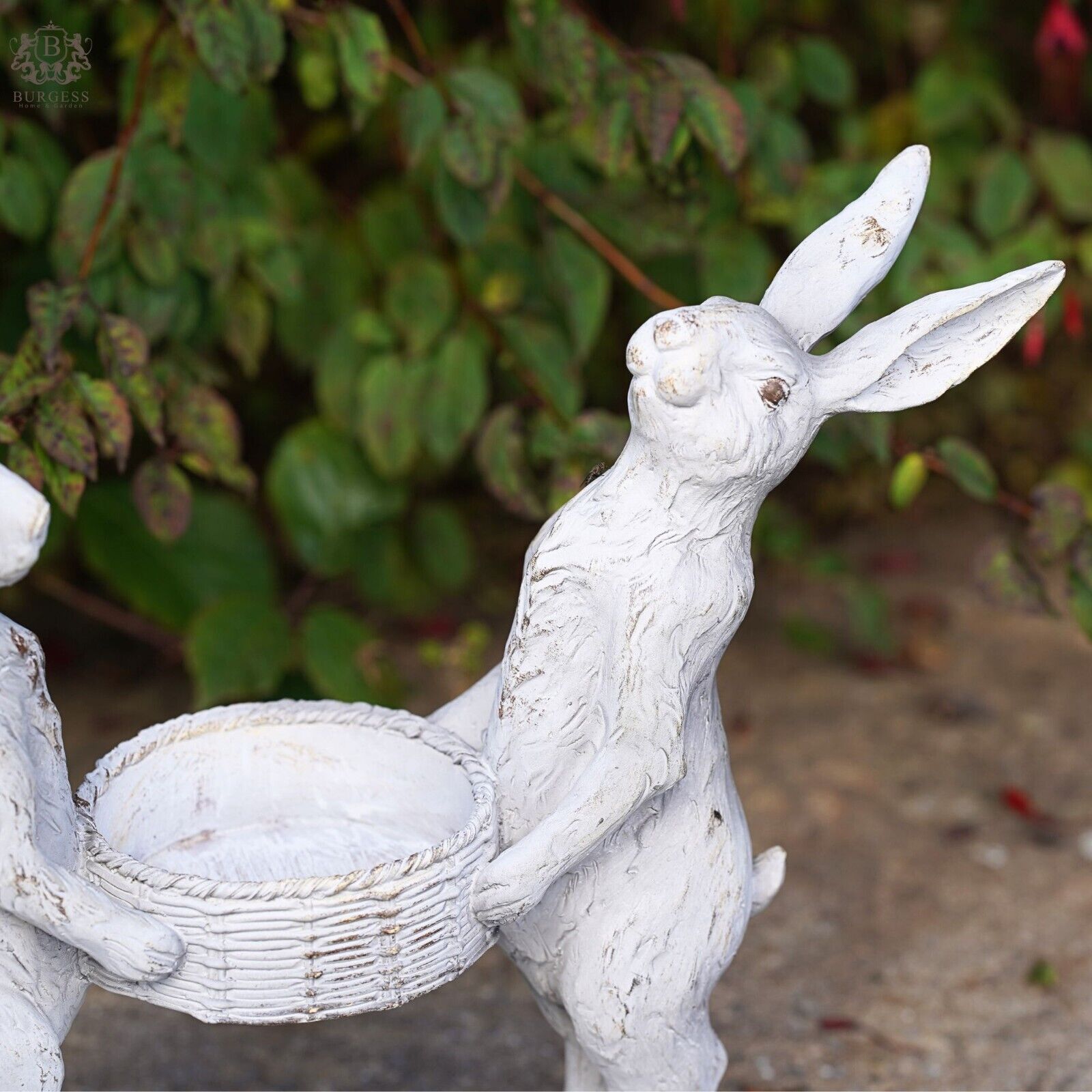Large Hare with Basket Garden Ornament Bird Feeder