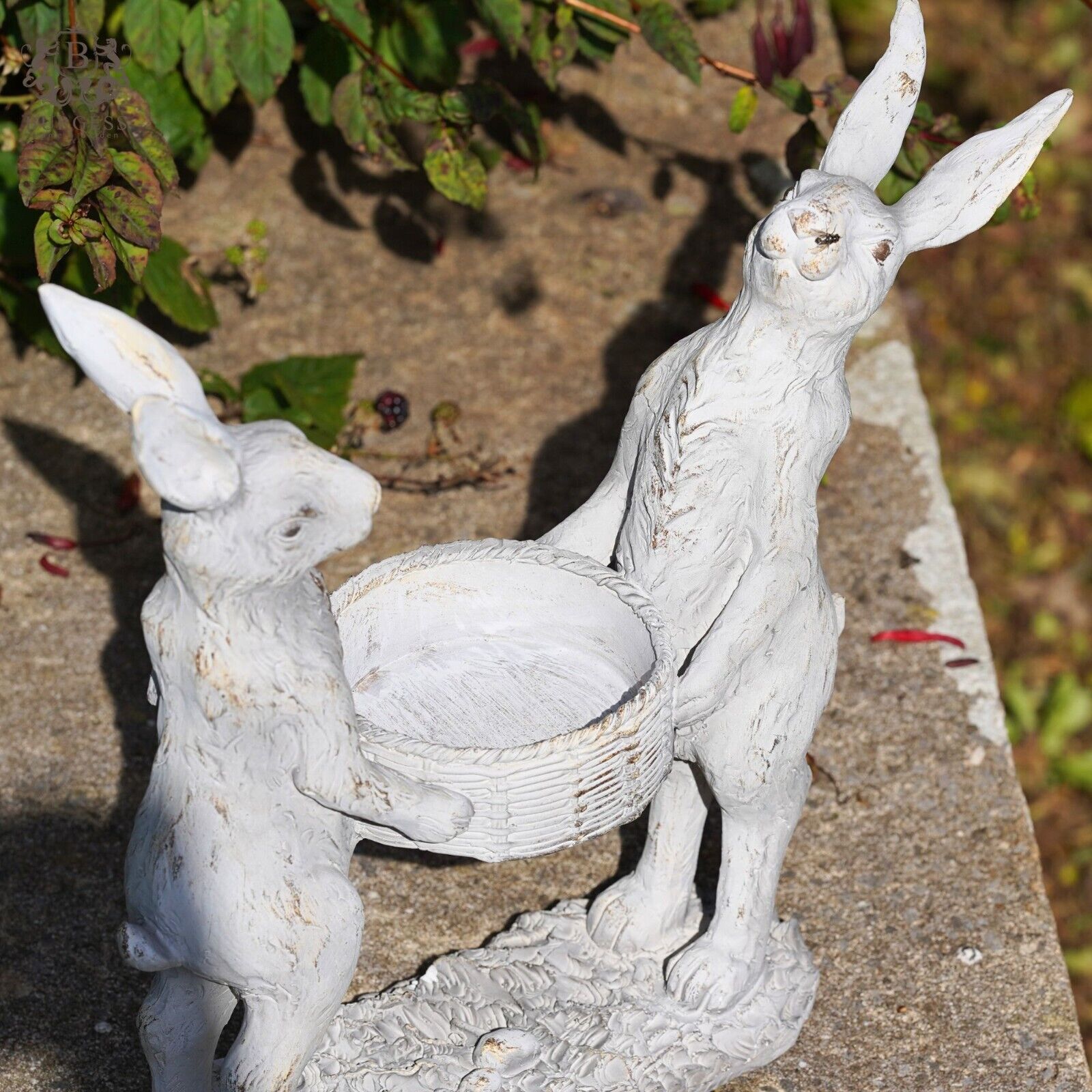 Large Hare with Basket Garden Ornament Bird Feeder