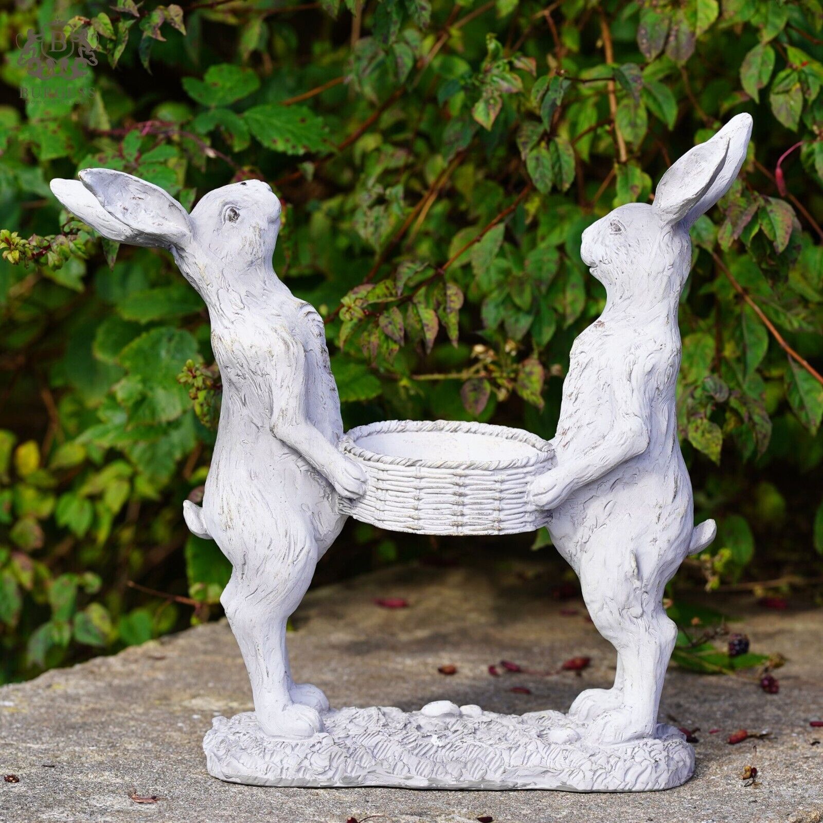 Large Hare with Basket Garden Ornament Bird Feeder