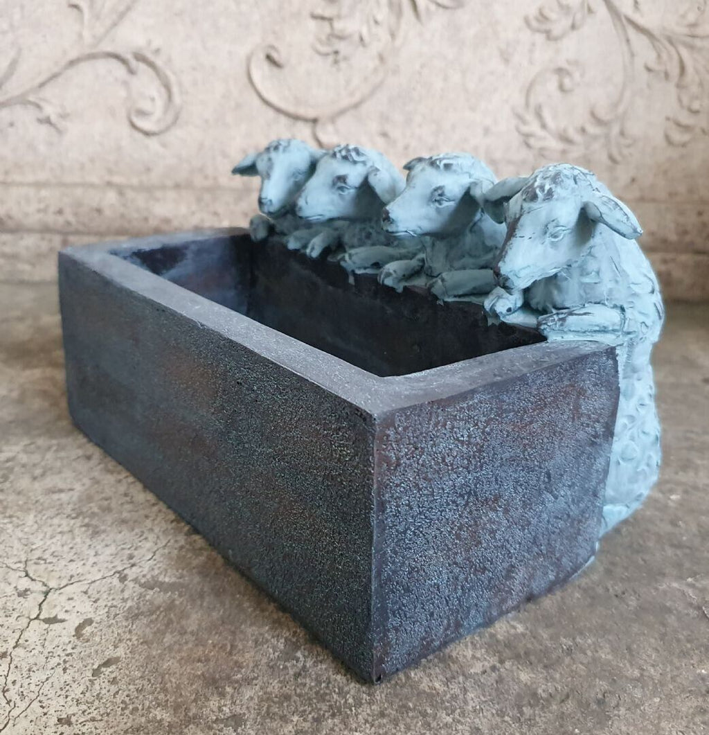 Sheep with Trough Planter Garden Ornament
