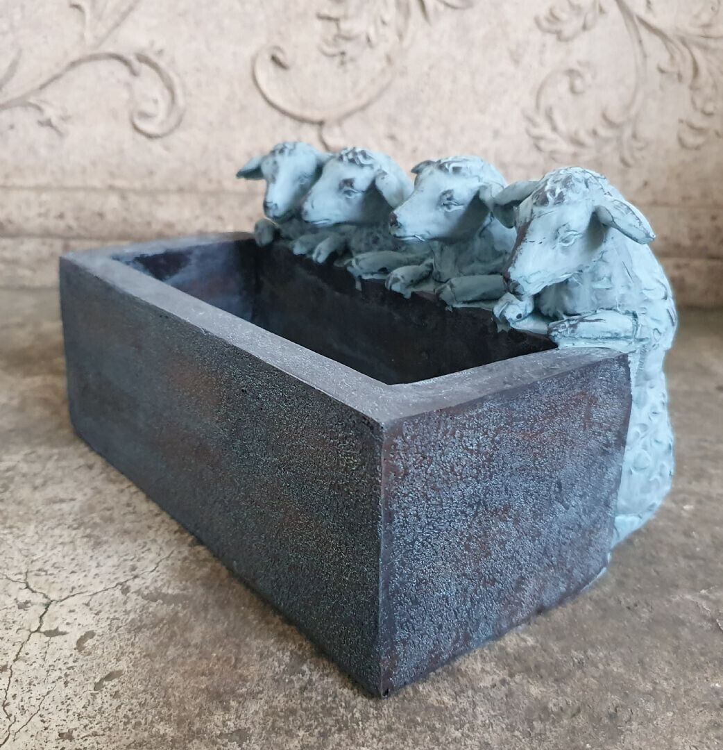 Sheep with Trough Planter Garden Ornament