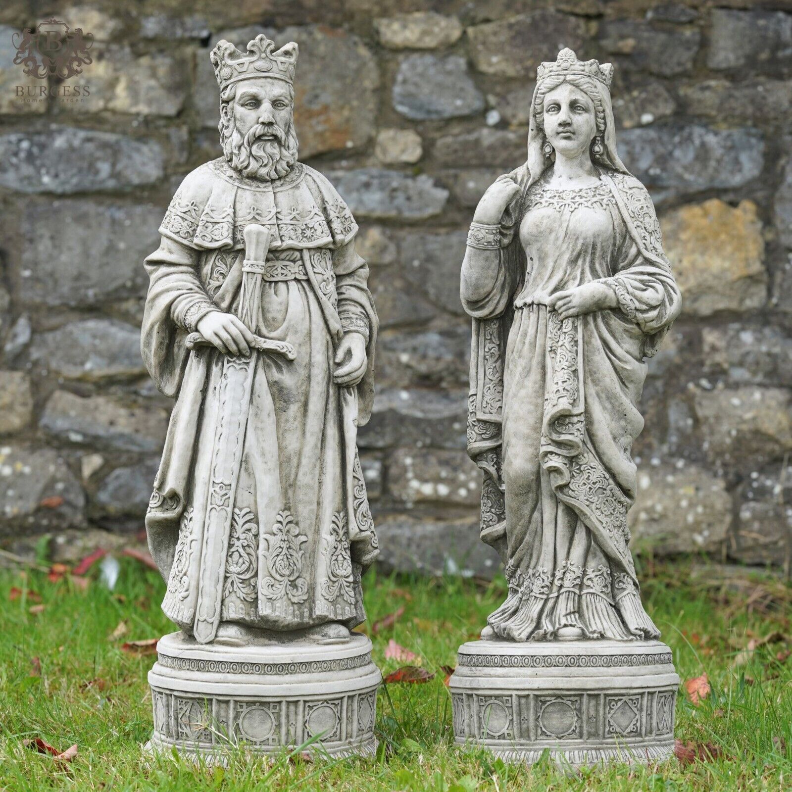 King Arthur + Queen Guinevere Large Stone Statues
