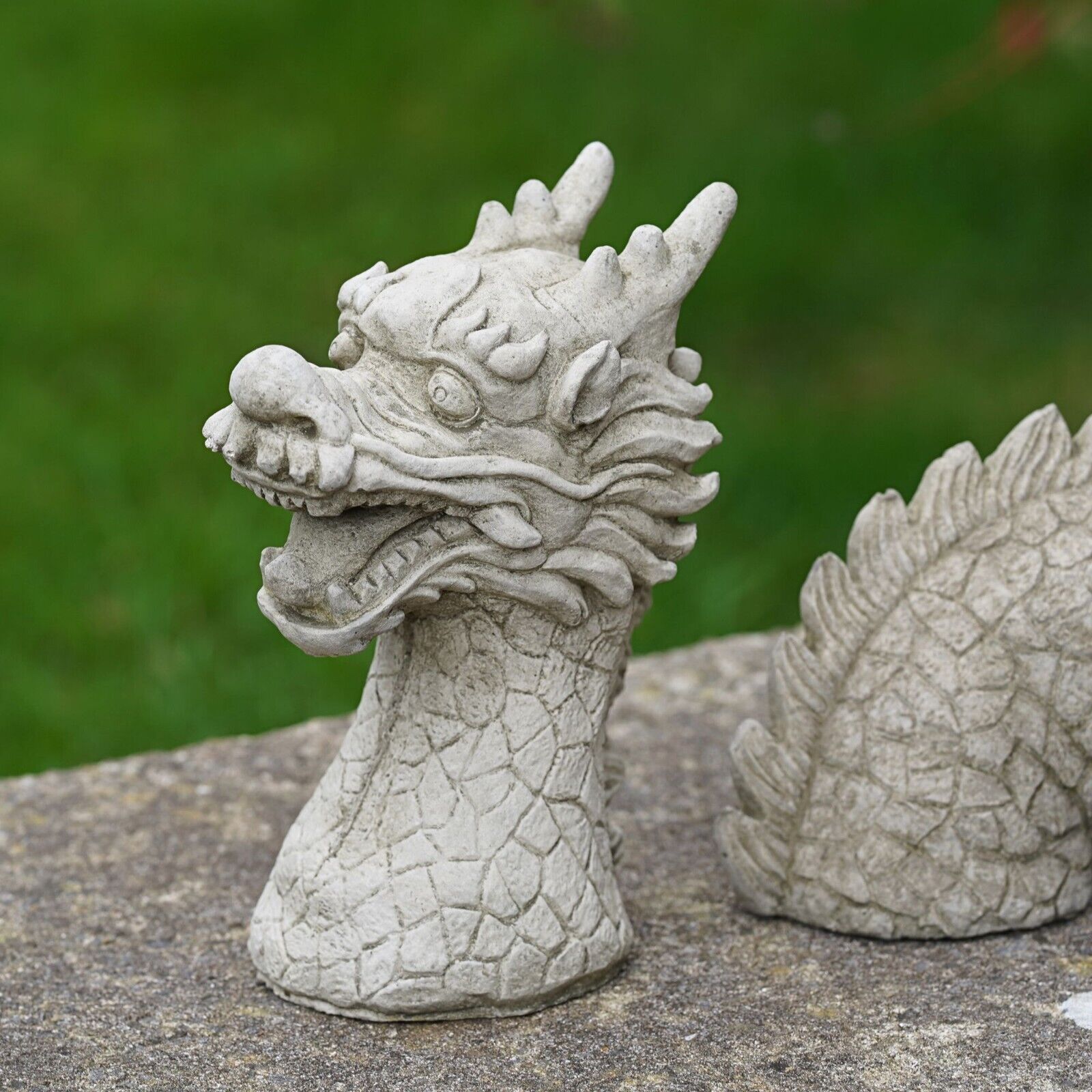 Large 3 Pc Chinese Dragon Stone Statue