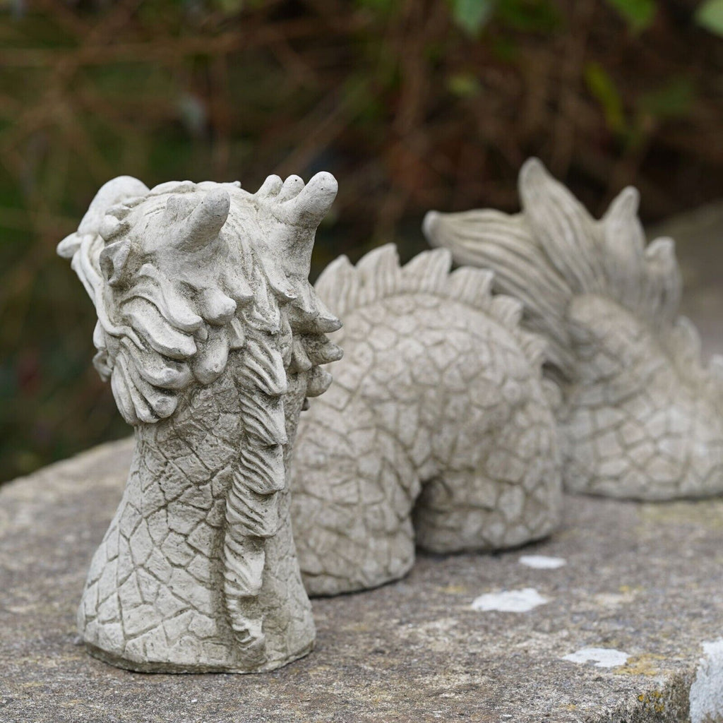 Large 3 Pc Chinese Dragon Stone Statue