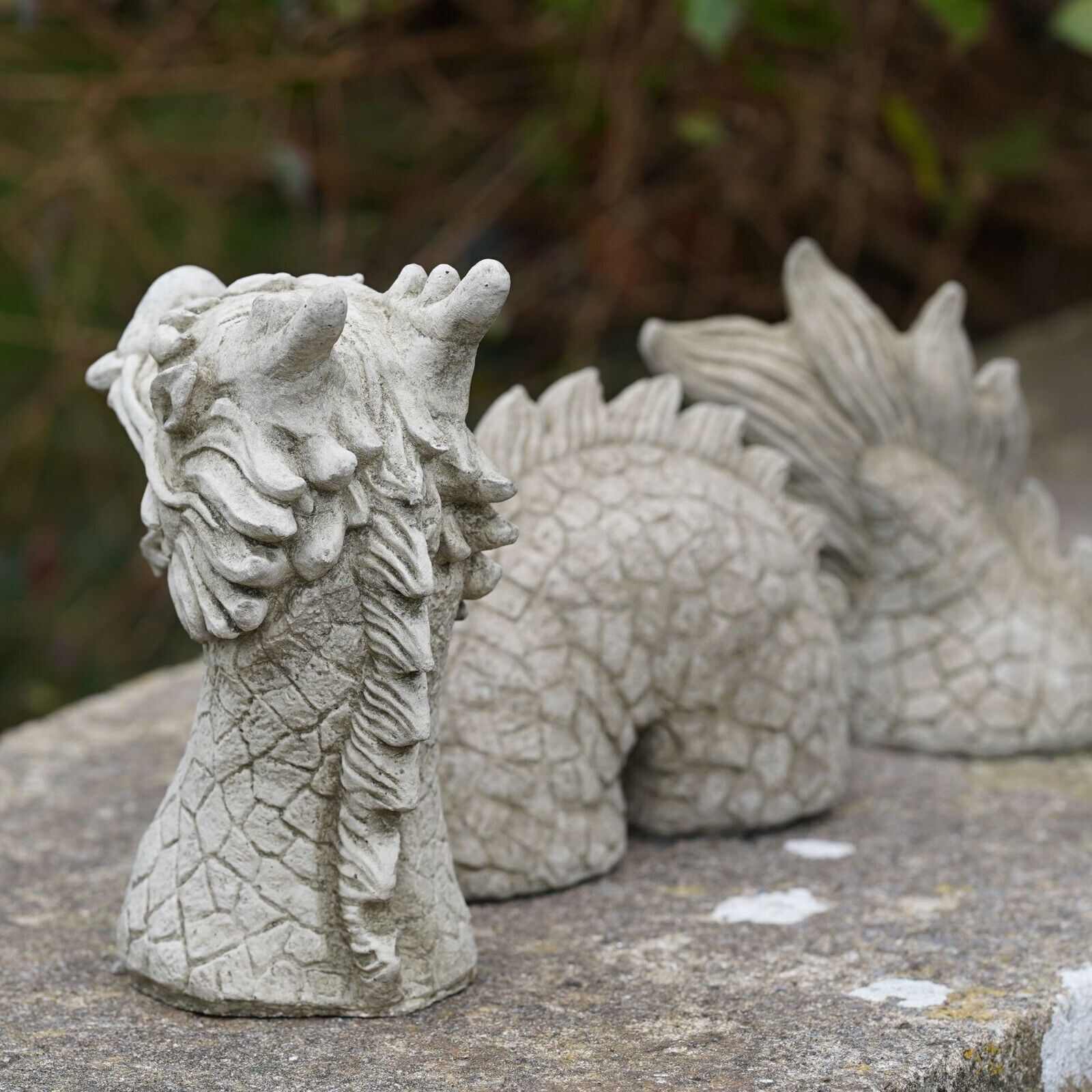 Large 3 Pc Chinese Dragon Stone Statue