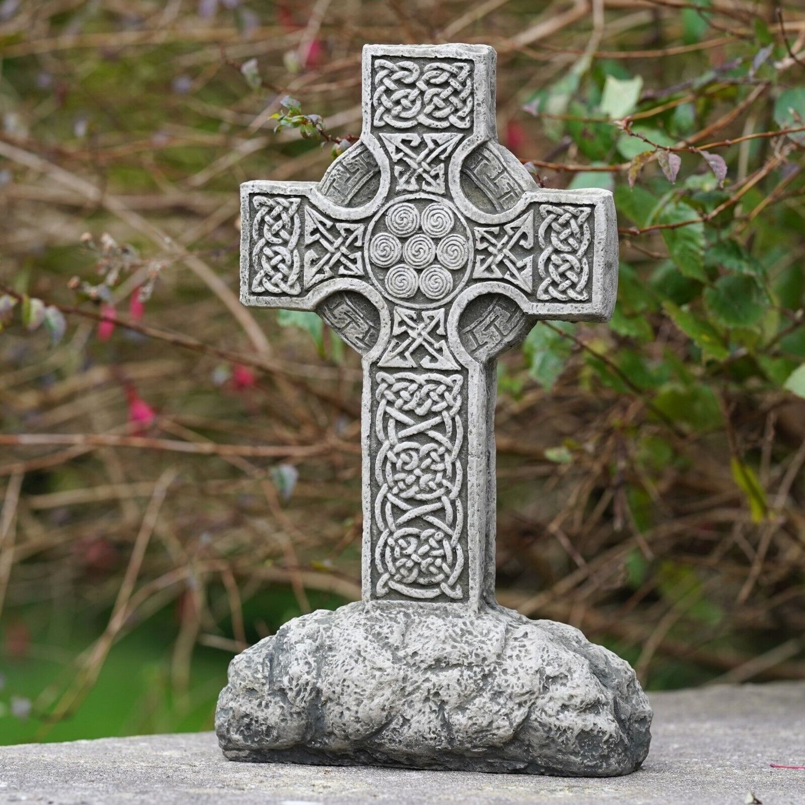 Celtic Cross Large Stone Statue with Base