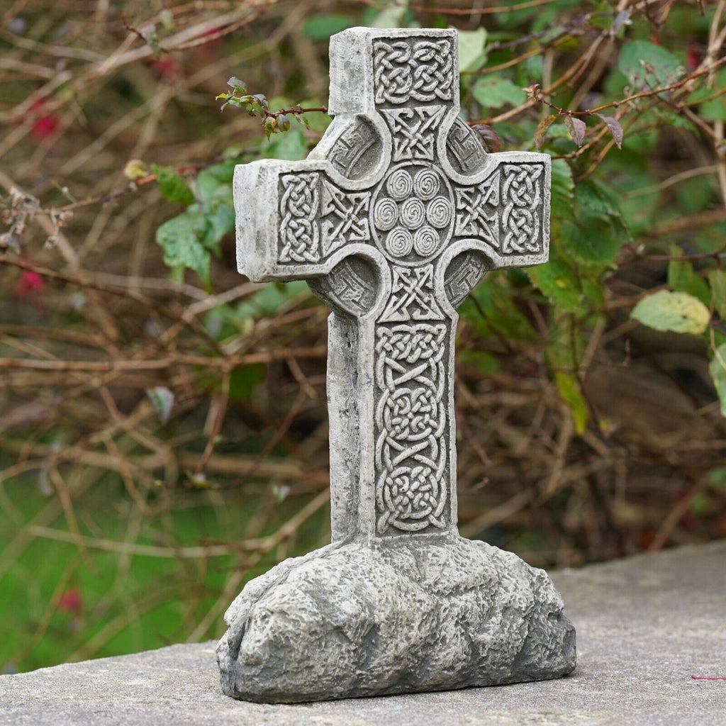 Celtic Cross Large Stone Statue with Base