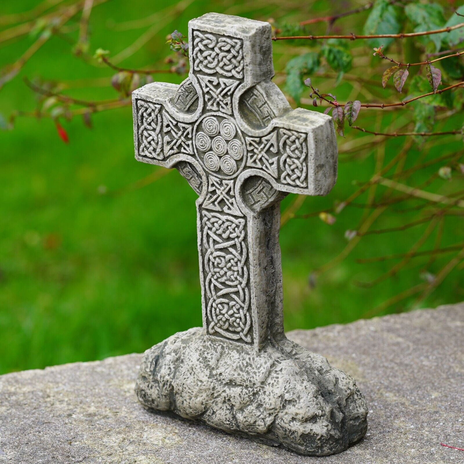 Celtic Cross Large Stone Statue with Base