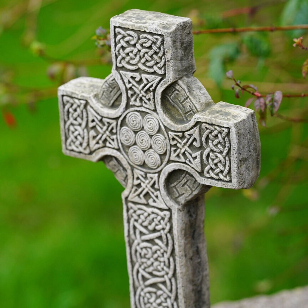Celtic Cross Large Stone Statue with Base
