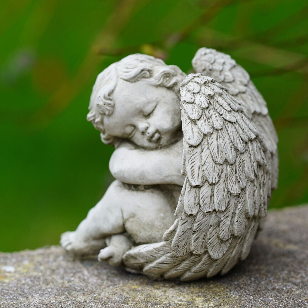 Sleeping Cherub Stone Statue