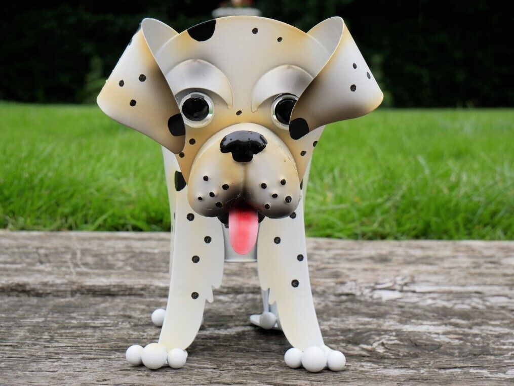 Dalmatian Dog Planter Metal Nodding Puppy Flower Pot