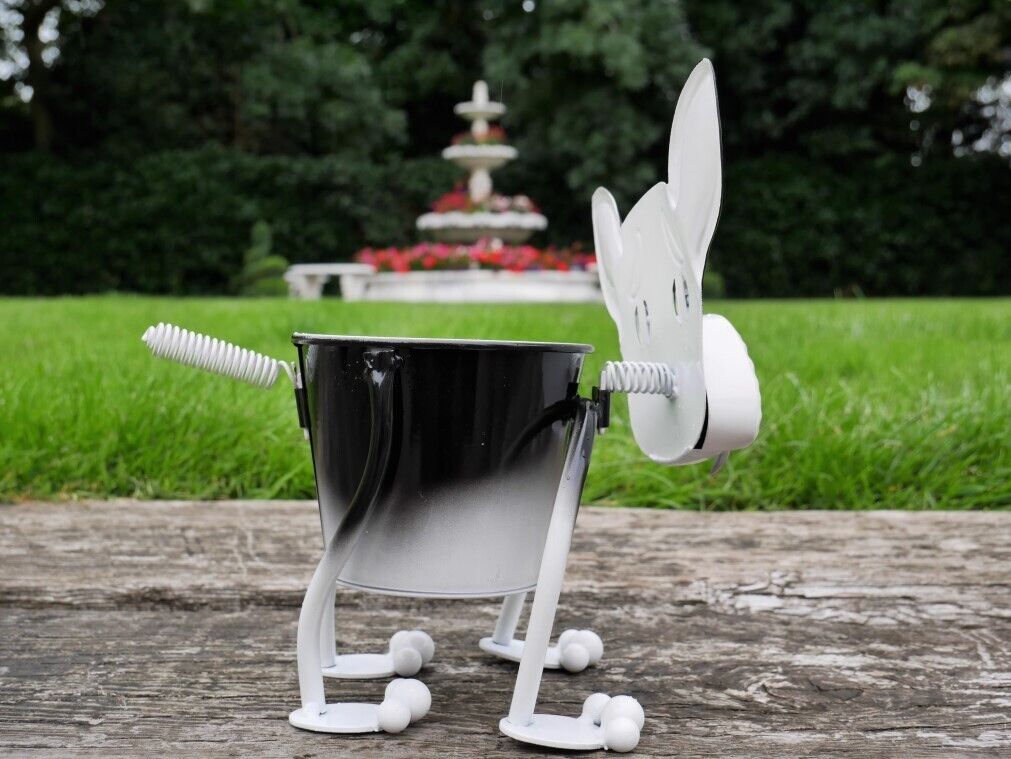 French Bulldog Planter Metal Nodding Puppy Dog Flower Pot