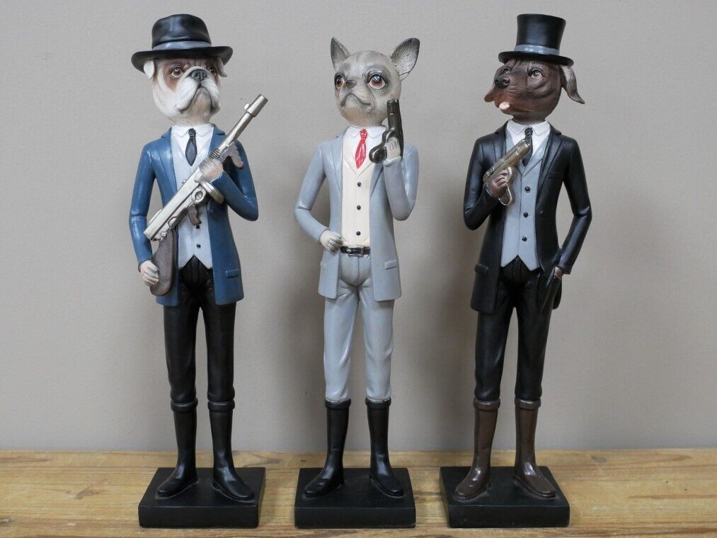 Gangster Dogs Mafia Resin Statue Set 3
