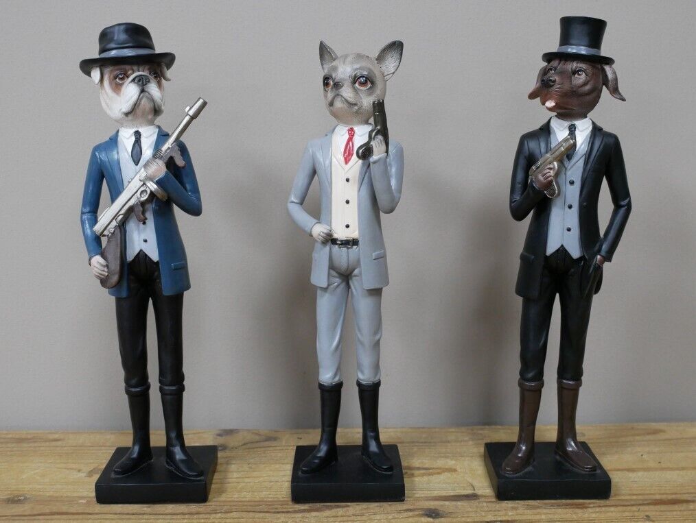 Gangster Dogs Mafia Resin Statue Set 3