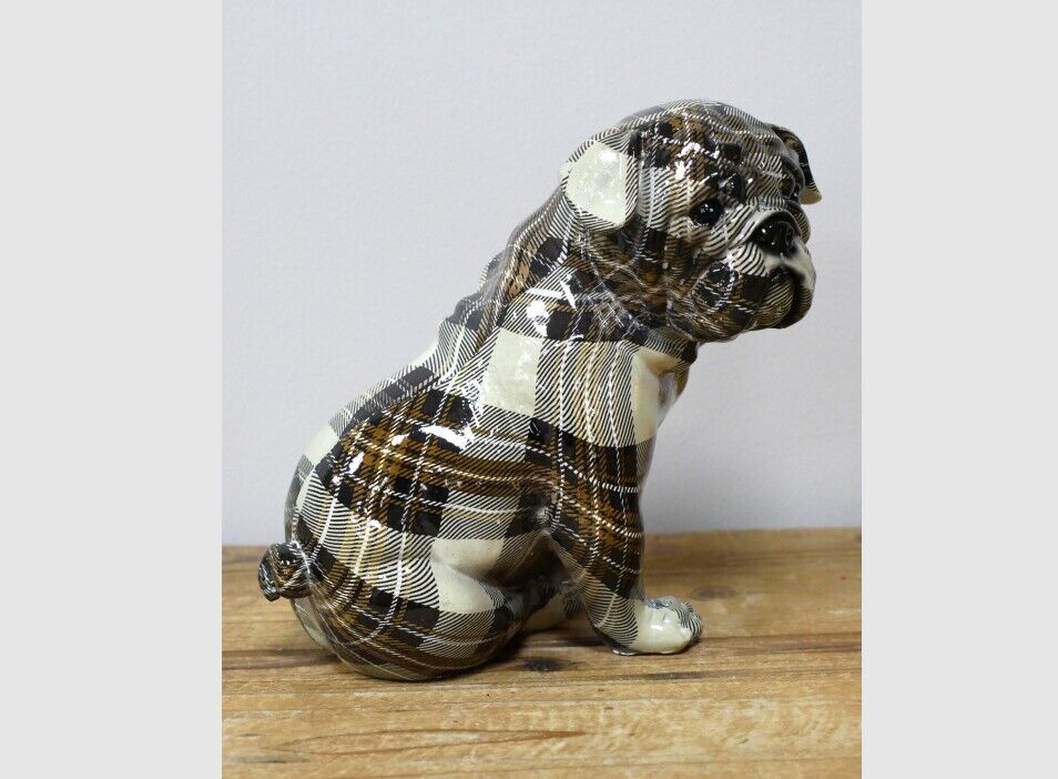 Tartan British Bulldog Resin Ornament