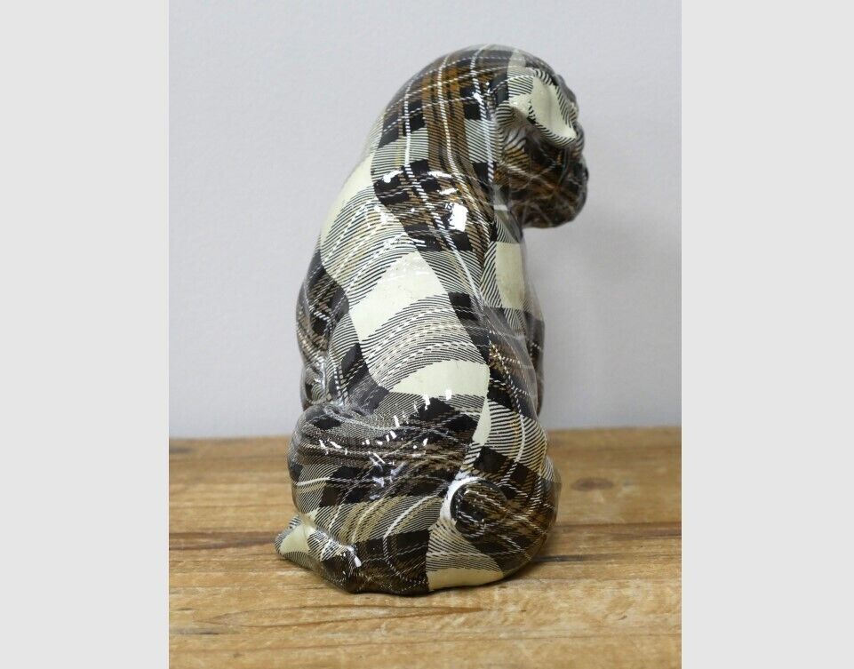 Tartan British Bulldog Resin Ornament