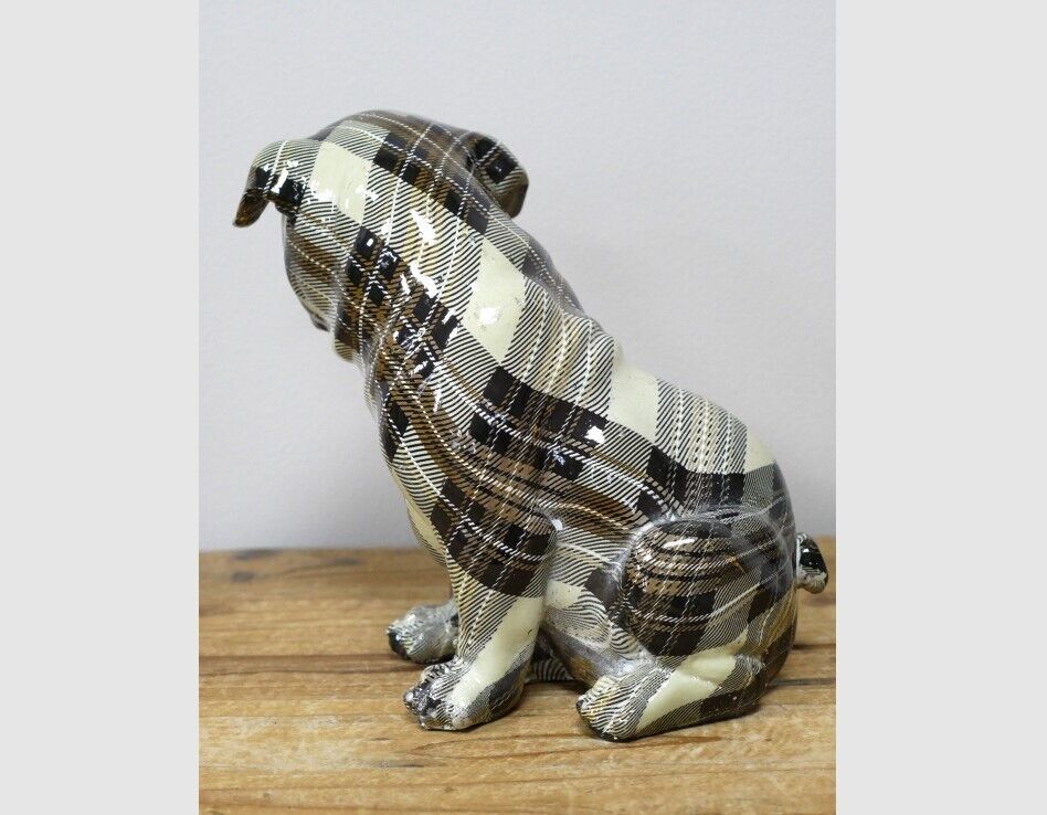 Tartan British Bulldog Resin Ornament