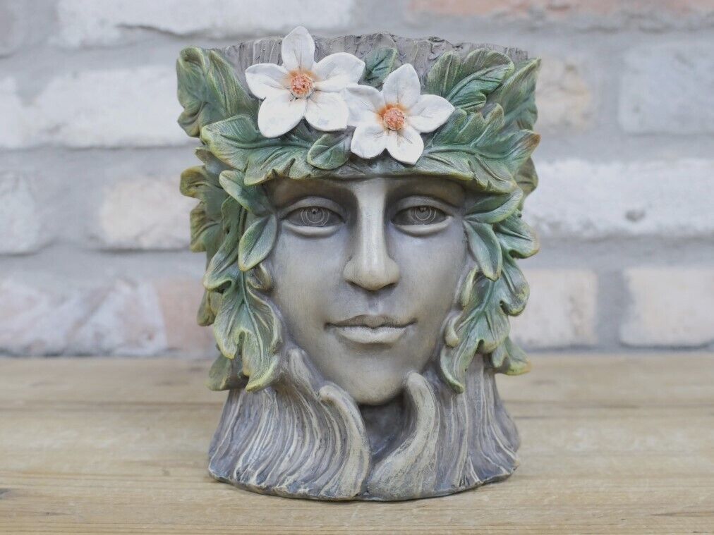 Green Lady Resin Planter Greenman Flower Pot