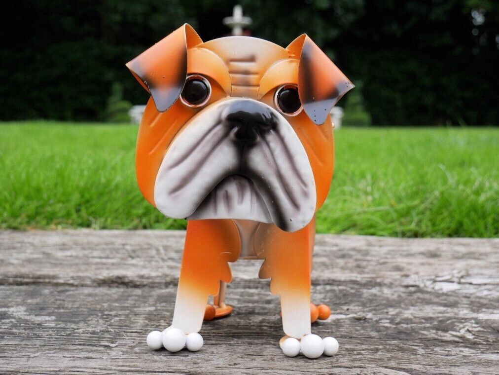 Bulldog Planter Metal Nodding Puppy Dog Flower Pot
