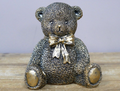 Sitting Teddy Bear in Gold Resin Ornament