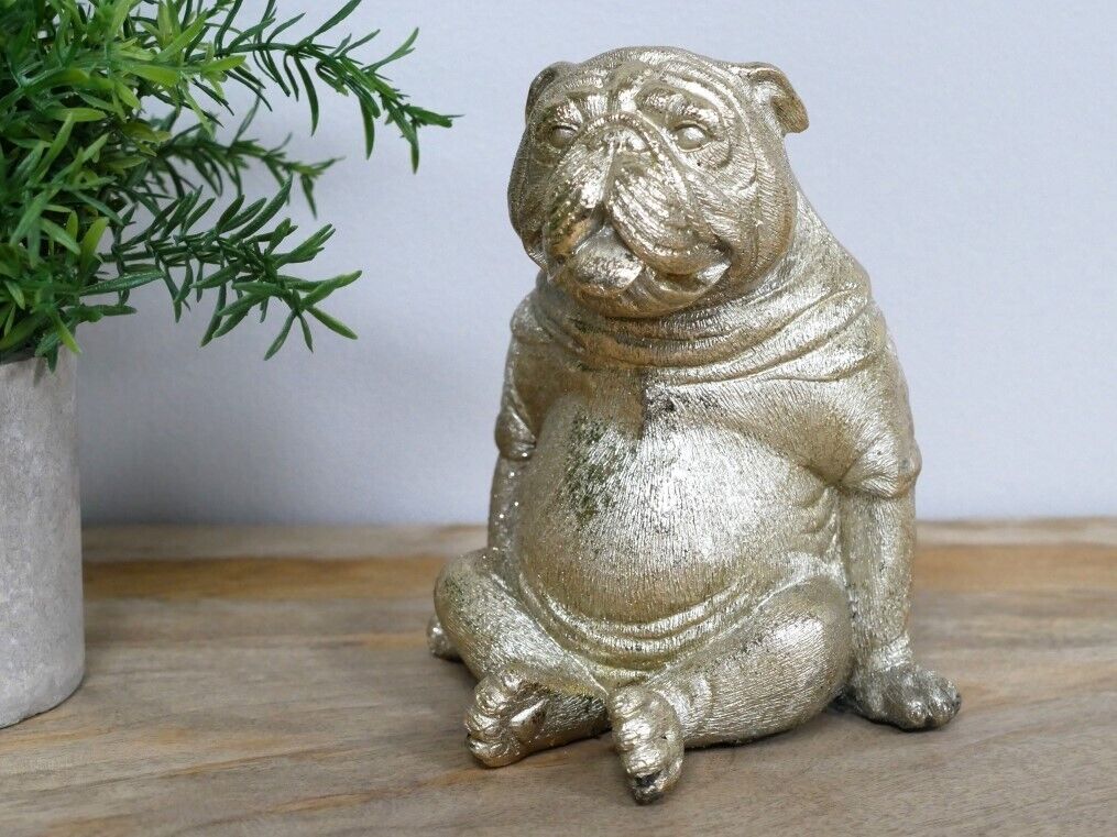 British Bulldog Resin Ornament in Gold Finish