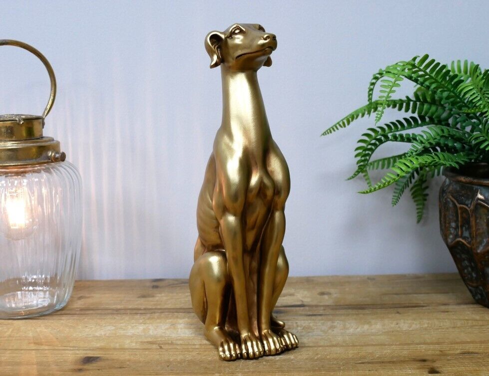 Sitting Puppy Dog in Gold Resin Ornament