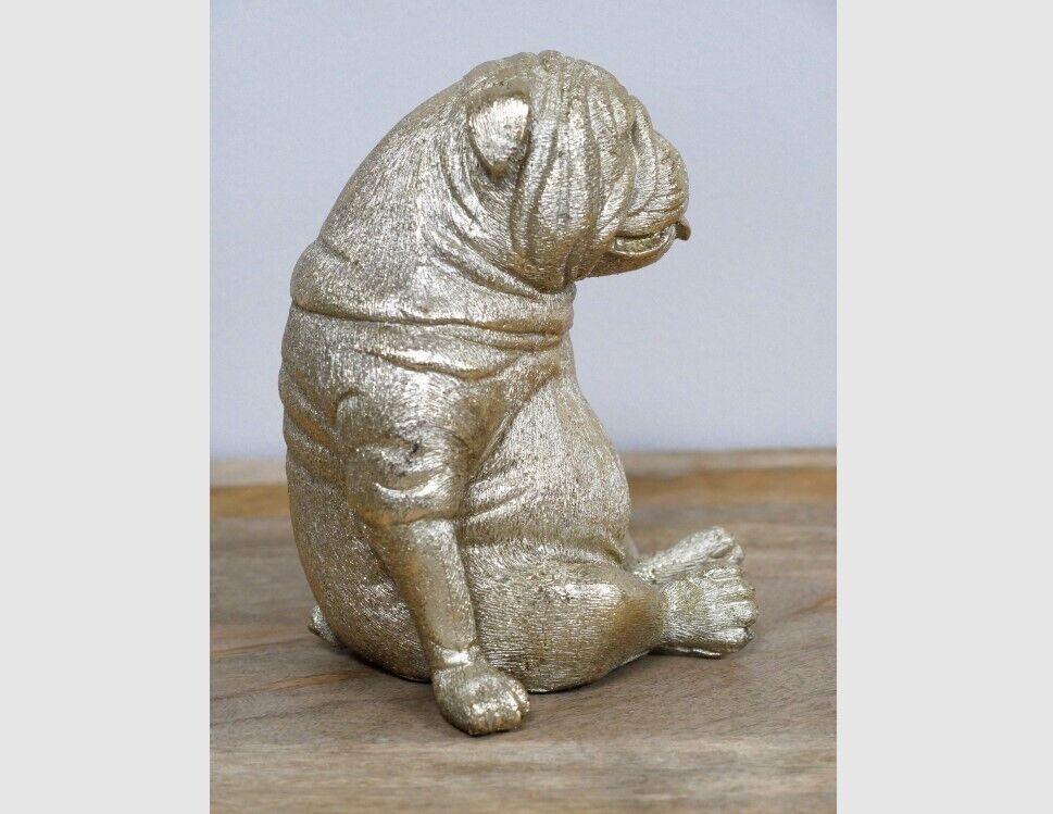 British Bulldog Resin Ornament in Gold Finish