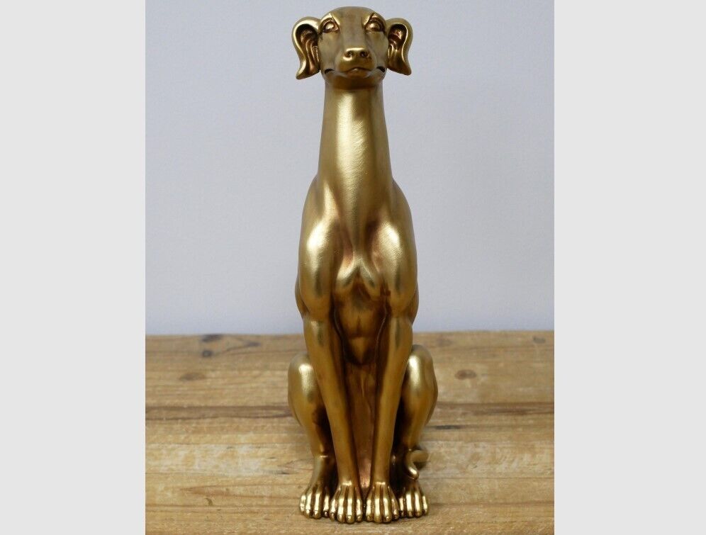 Sitting Puppy Dog in Gold Resin Ornament
