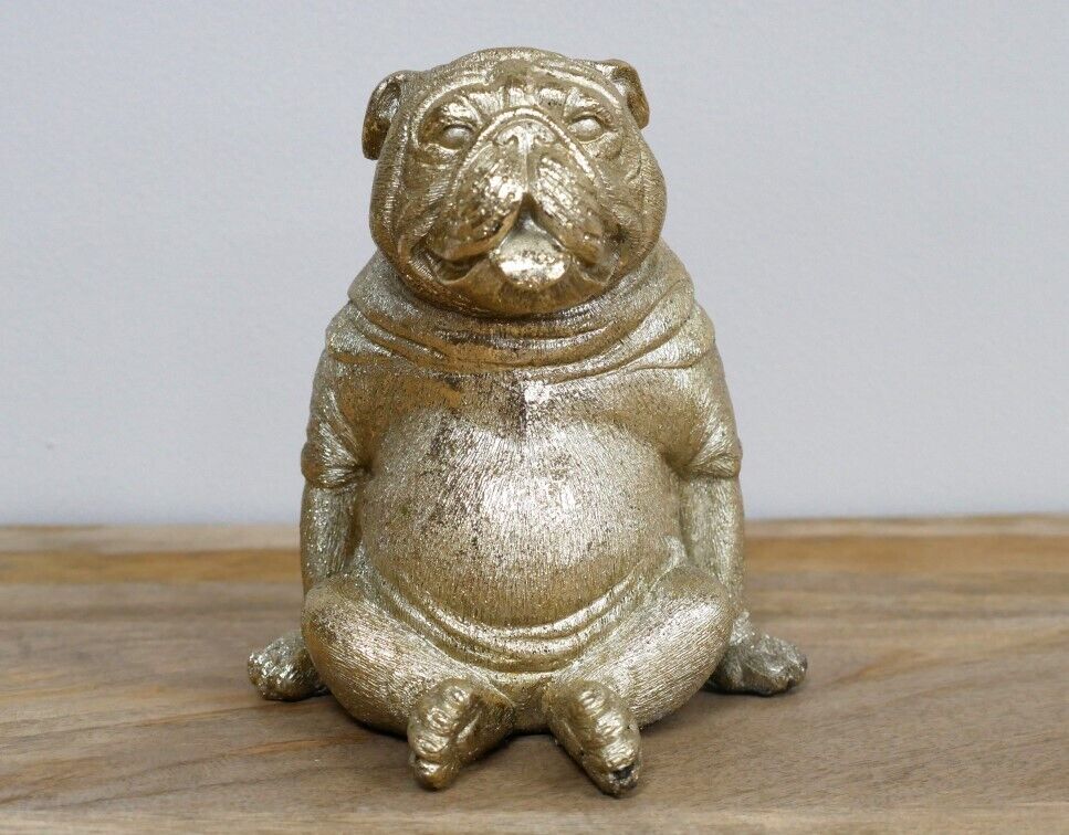 British Bulldog Resin Ornament in Gold Finish