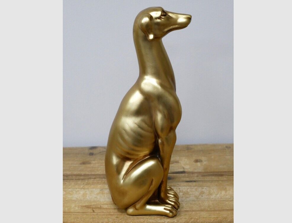 Sitting Puppy Dog in Gold Resin Ornament