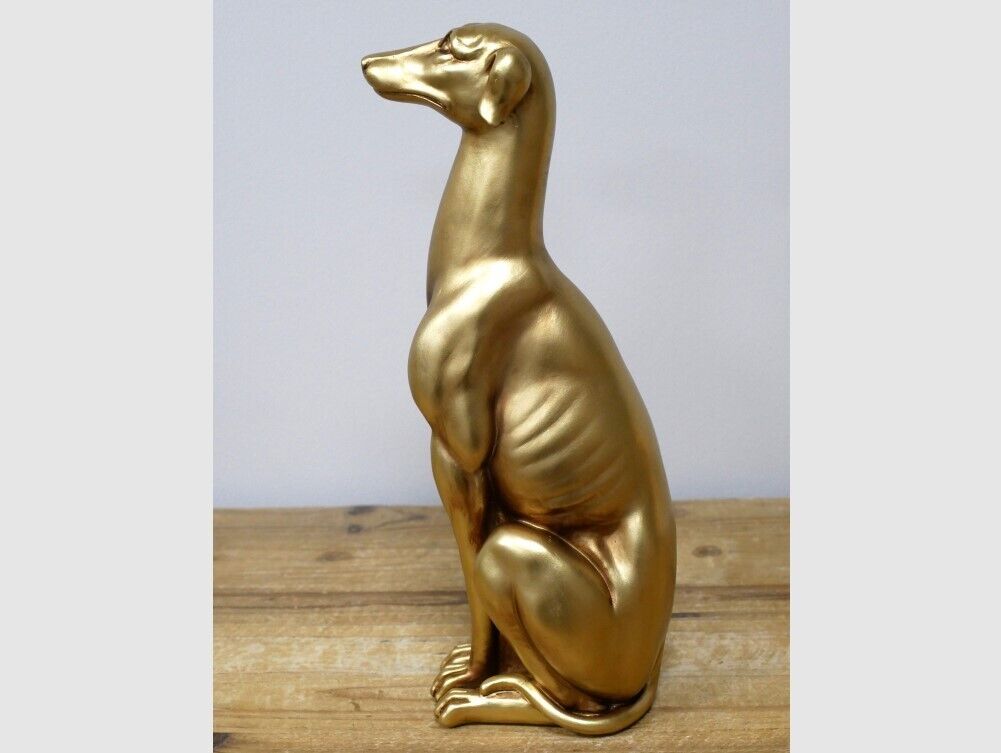 Sitting Puppy Dog in Gold Resin Ornament