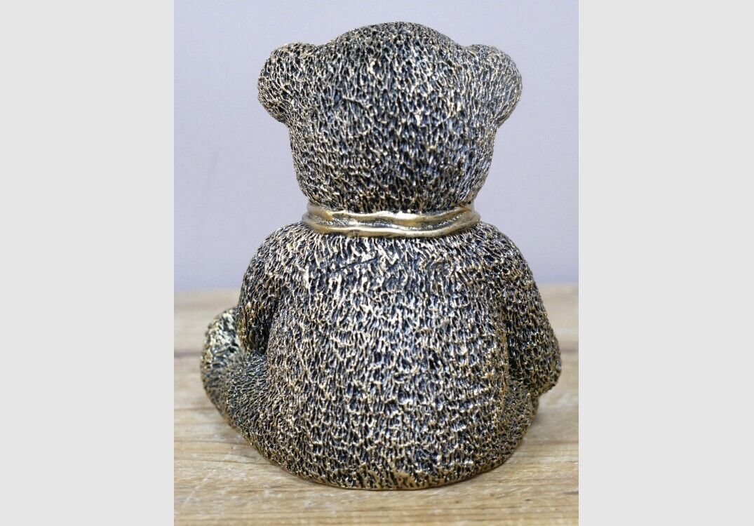 Sitting Teddy Bear in Gold Resin Ornament