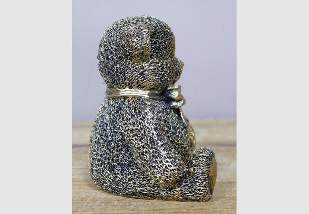Sitting Teddy Bear in Gold Resin Ornament