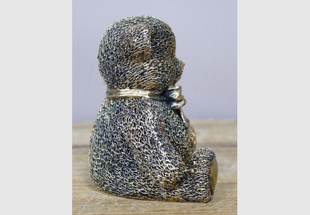 Sitting Teddy Bear in Gold Resin Ornament