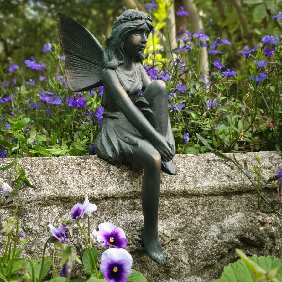 Sitting Bronze Fairy Resin Ornament