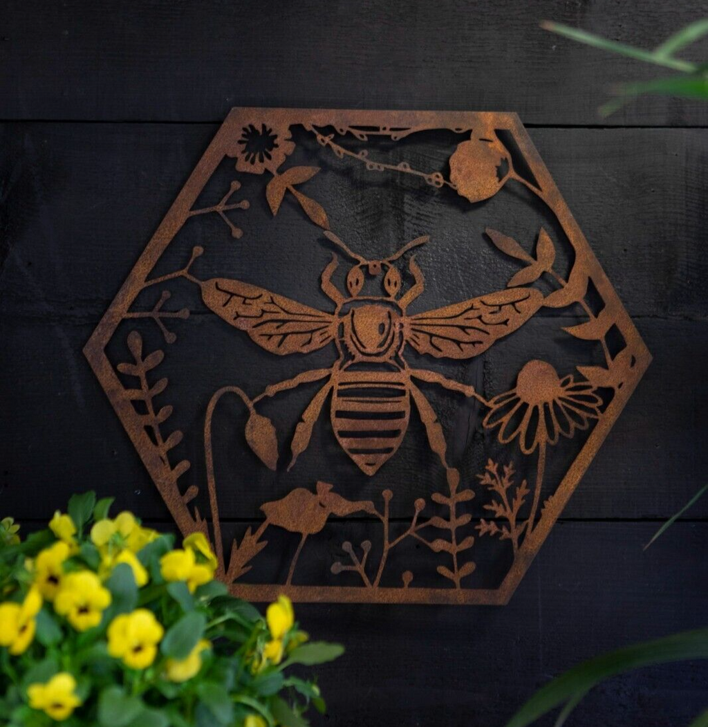 Large Bumble Bee Metal Wall Plaque