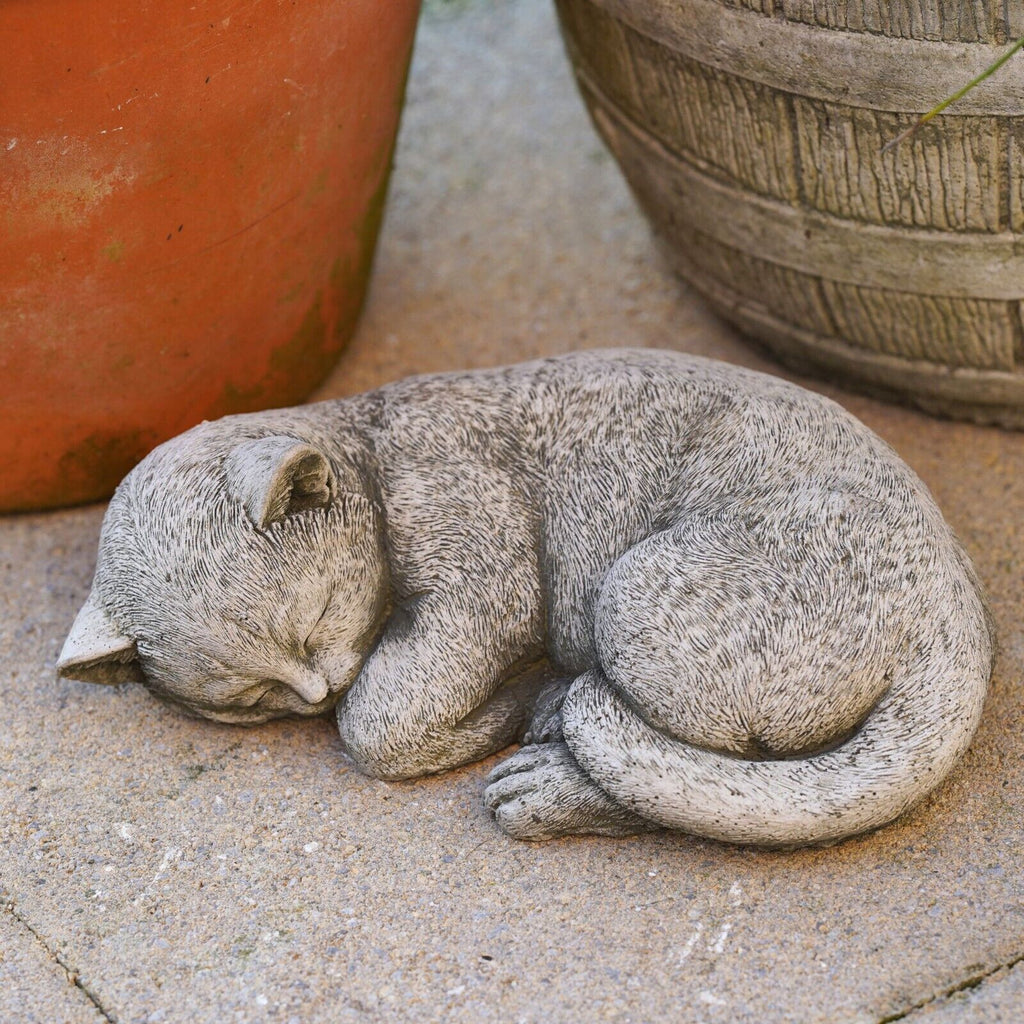 Sleepy Kitten Stone Statue