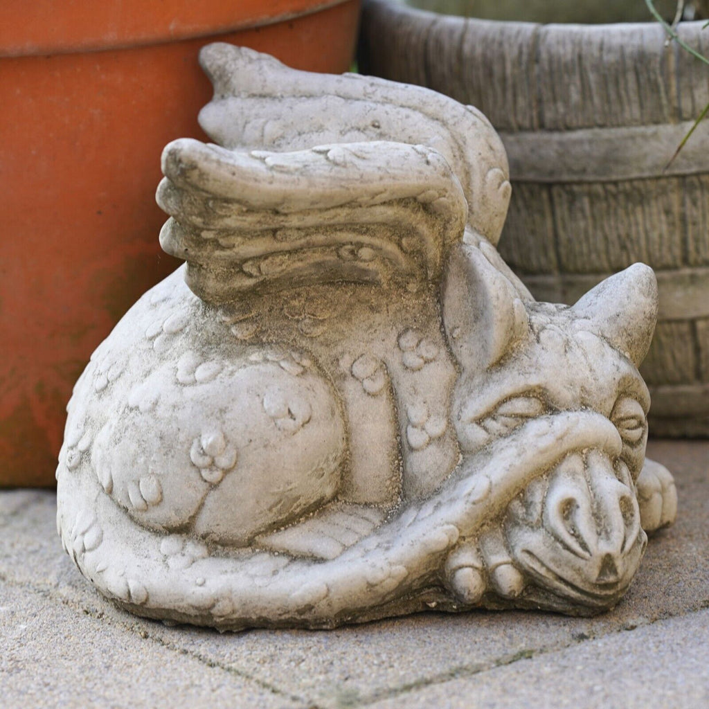 Sleepy Dragon Stone Statue | Outdoor Garden Ornament