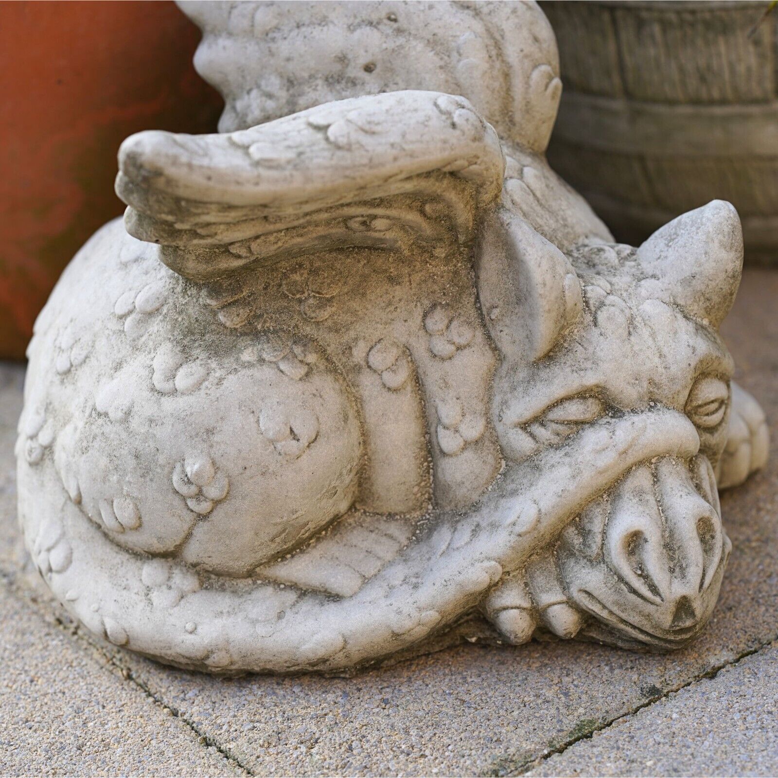 Sleepy Dragon Stone Statue | Outdoor Garden Ornament