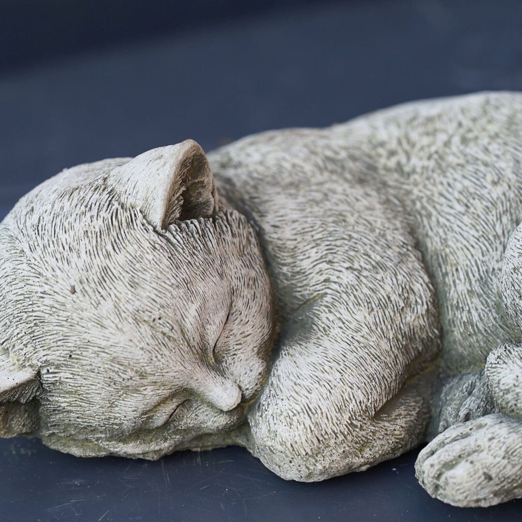 Sleepy Kitten Stone Statue