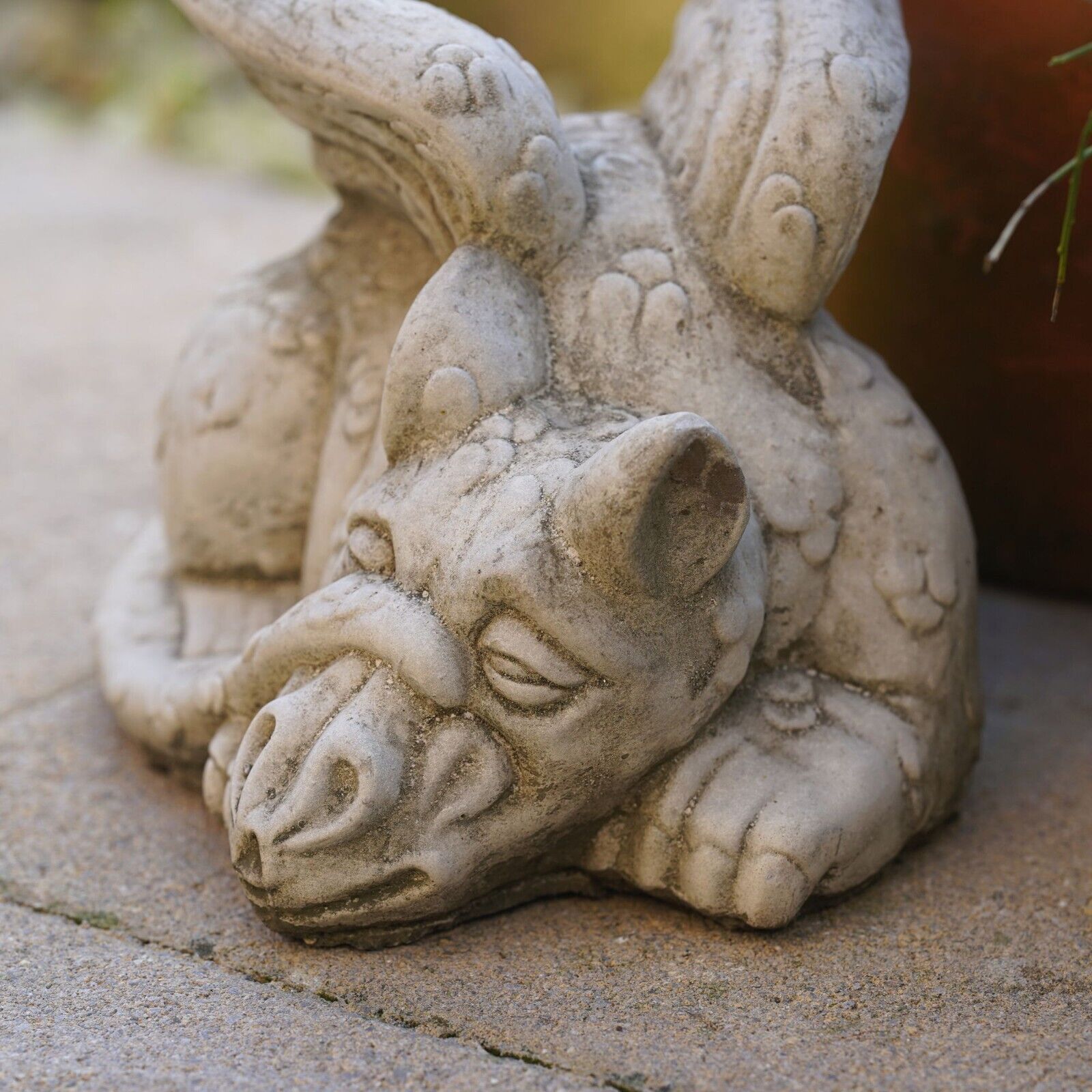 Sleepy Dragon Stone Statue | Outdoor Garden Ornament