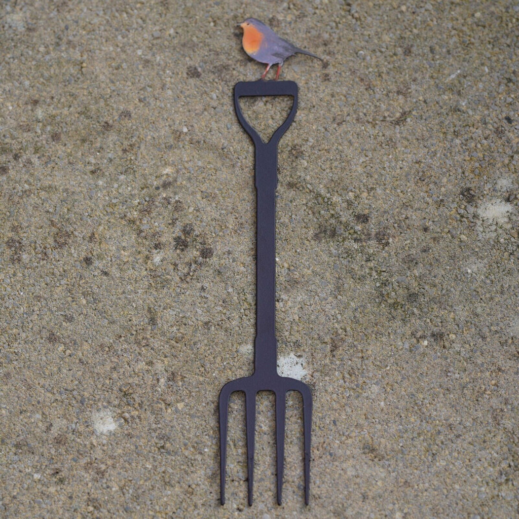 Mini Robin on Fork Metal Garden Stake